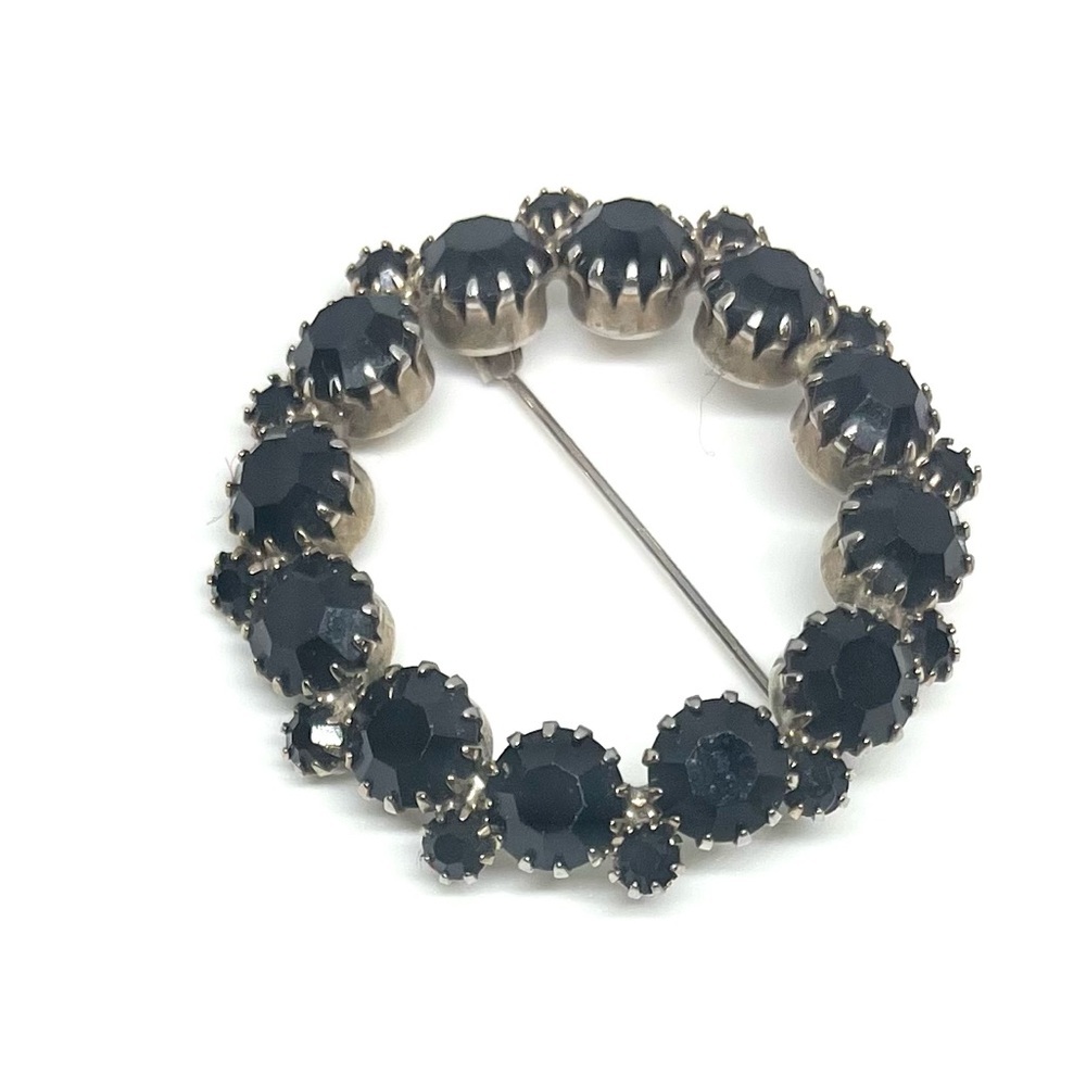 Vintage Black Circle Brooch
